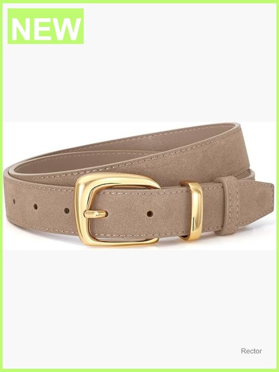 Vintage Suede Leather Belt Gold Buckle Women Waist Belt 1in Wide Belts main image 5